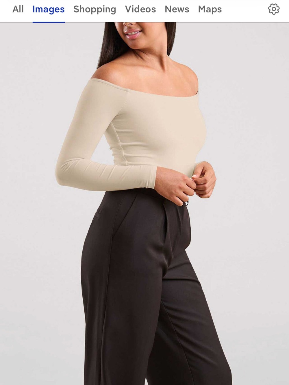 Nuuds Off-the-Shoulder Long Sleeve Cream bodysuit